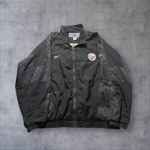 Vtg Pittsburgh Steelers Jacket Mens XL Black Yellow Reebok Proline NFL 90s